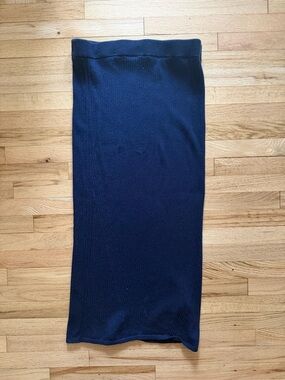 Boden Navy Ribbed Knit Pencil Skirt